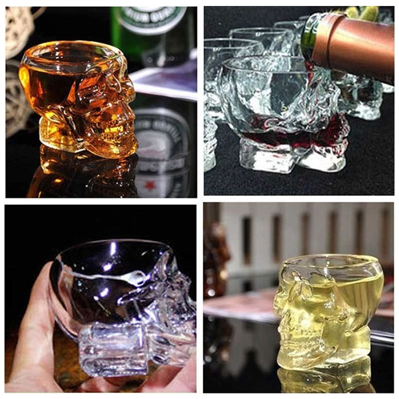 Creative Skull Glass Cup Beer Cocktail Glass Wine Cups Tea Mug Heat Resistant Coffee Mugs For Gift Bar Drinkware Accessories