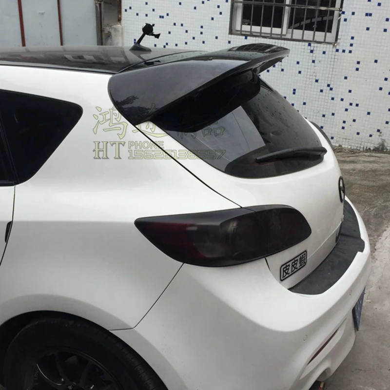 FOR Mazda 3 Hatchback Real Carbon Fiber CAR Spoiler Wing Car Rear Window Rear LIP Middle Tail FIN Accessories Mazda3 2011-2015