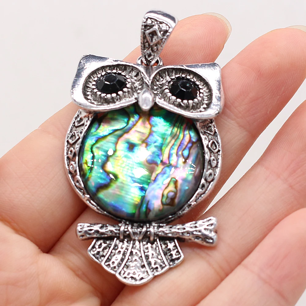 Natural Abalone Shell Pendant Owl Shape Natural Shell Pendant Charms for Making Women DIY Jewelry Necklace Size 30x55mm