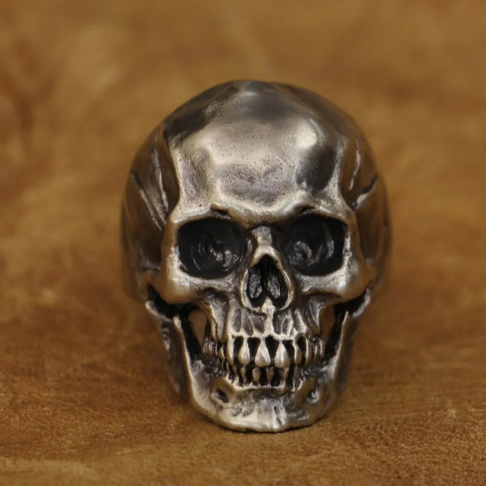 LINSION Cupronickel High Detail Skull Ring Mens Biker Rock Punk Jewelry CP50 US Size 7~15