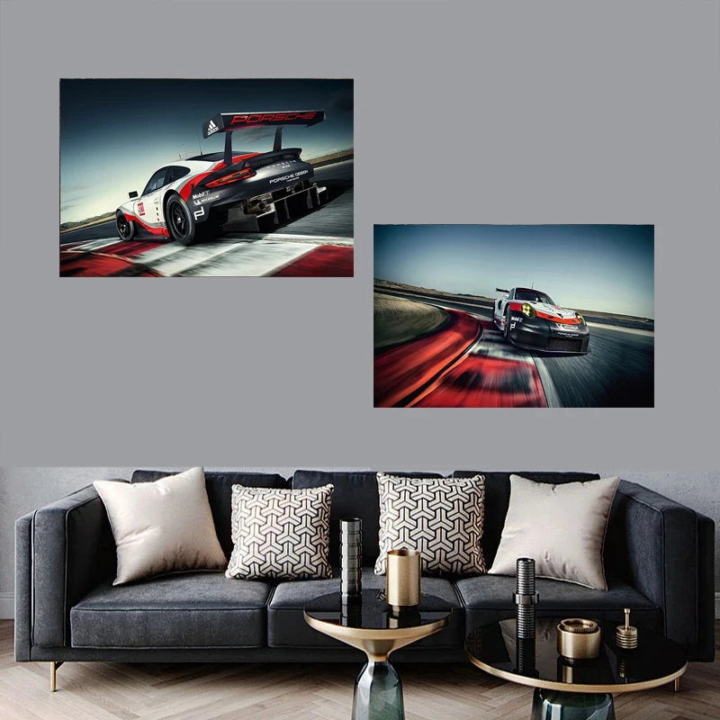 Supercar Wall Art Canvas, Cool Peedster 911 RSR Race Car Painting Living Room Modern Print Picture Bedroom Modular Home Decor