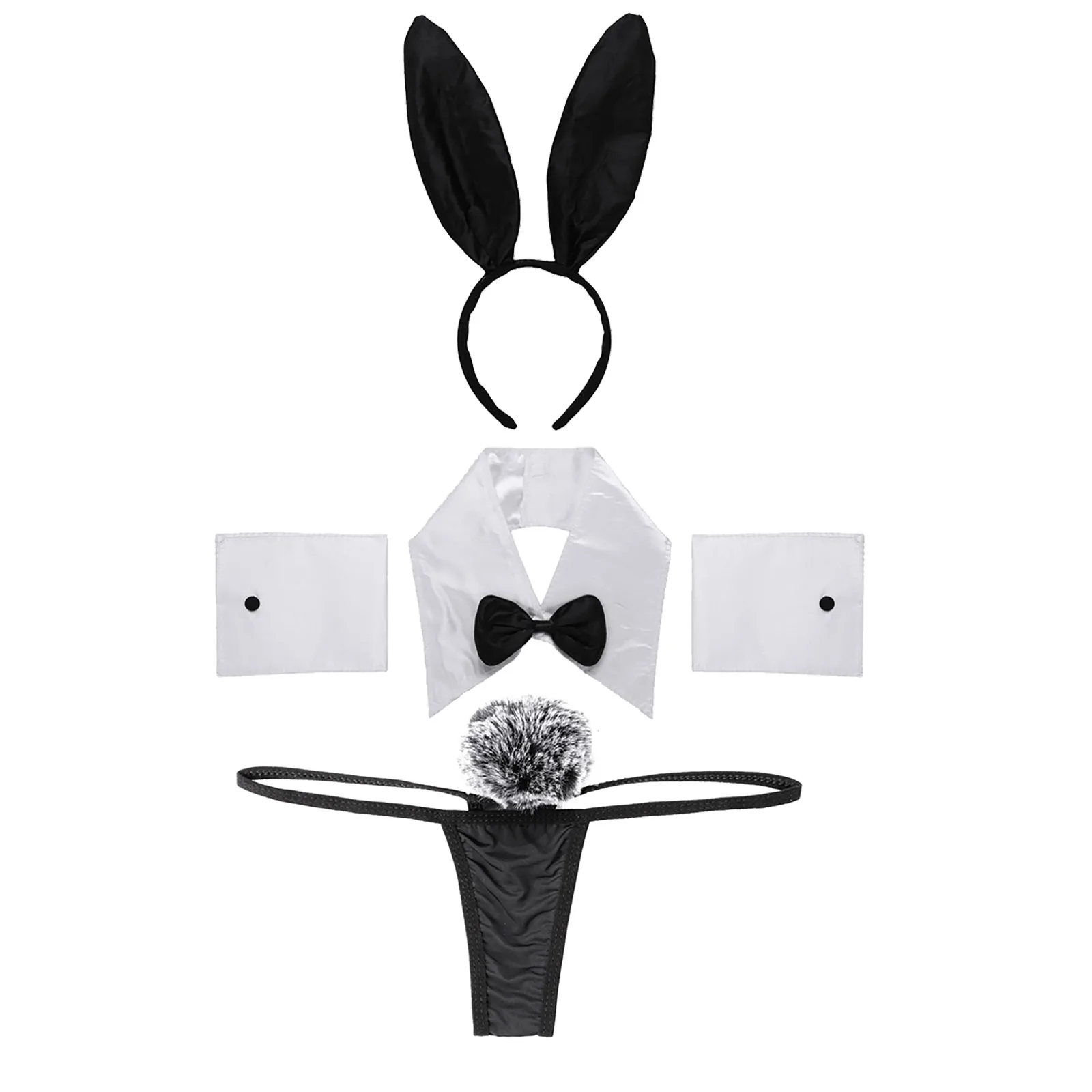 

Sexy Kawaii Bunny Lingerie Set Women Cosplay Cute Rabbit Headband Collar Panties Costumes/Porno Fox Fur Ball G-String Underwear