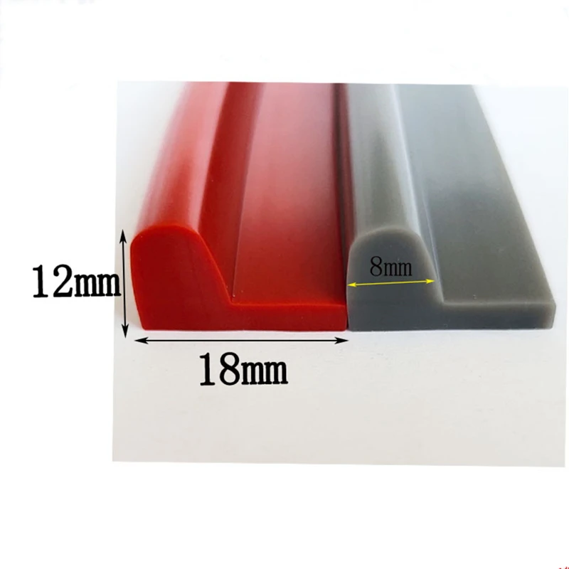 Custom L-Shape Seals Strip,Heat-Resistant,Corner Rubber Protector,Edge Enclosure,Collision Avoidance Gasket, 12x18mm Grey Red