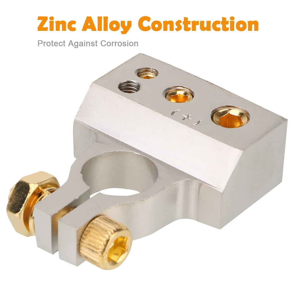 2Pcs Car Battery Terminal Connectors Audio Stereo Cable Clamps 0/2/4/8/10GA Adapter Modified Set Automotive Accessories Interior