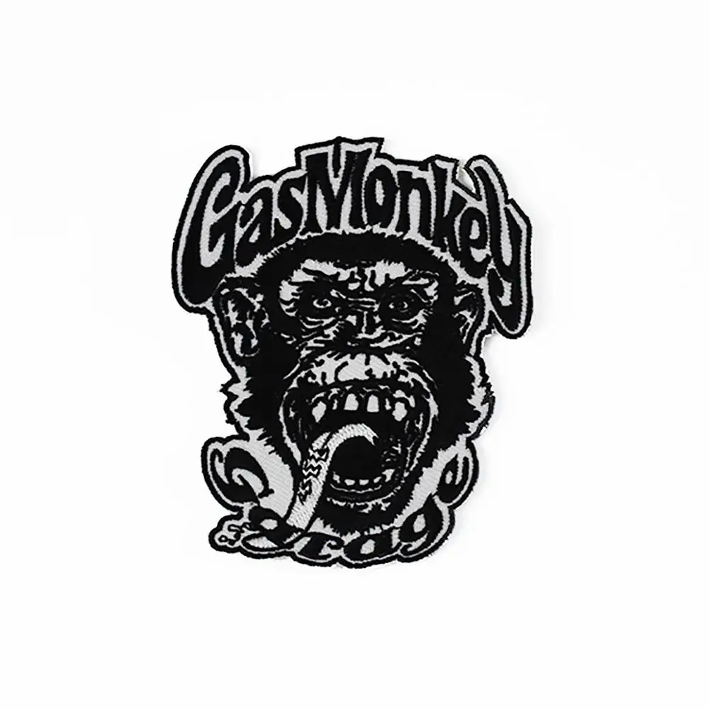 Monkey Logo Embroidery Patch Iron on Badge for DIY Clothing Appliqued Motorcycle Biker Jacket Vest Accessory Garment Decoration