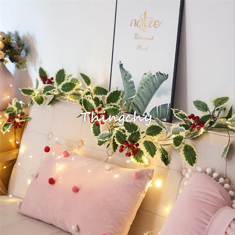 Ivy leaves and berry fairy lights led string lights,garland wedding home decoration, mini led copper lights