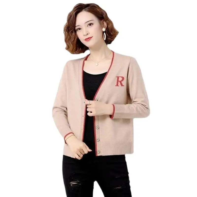 

New February August Women's Sweater Coat Spring Autumn Loose All-Match Long Sleeve Knitting Cardigan External Collocation Skirt