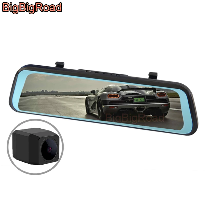 BigBigRoad Car DVR Dash Camera Cam Stream RearView Mirror For Mitsubishi Delica Grand Lancer / Lancer Sportback Xpander Grandis