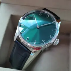 GEERVO no LOGO Contracted style 41mm Stainless steel watch Mechanical Hand Wind Men's watch green dial ST3600 movement