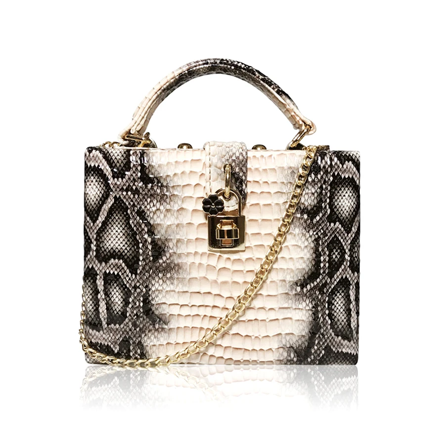 Imagem -02 - Bolsa de Snake Print Box para Mulheres Bolsa de Ombro pu Pequena Quadrada Serpentine Lock Clutch Bolsa para Senhoras Personalidade