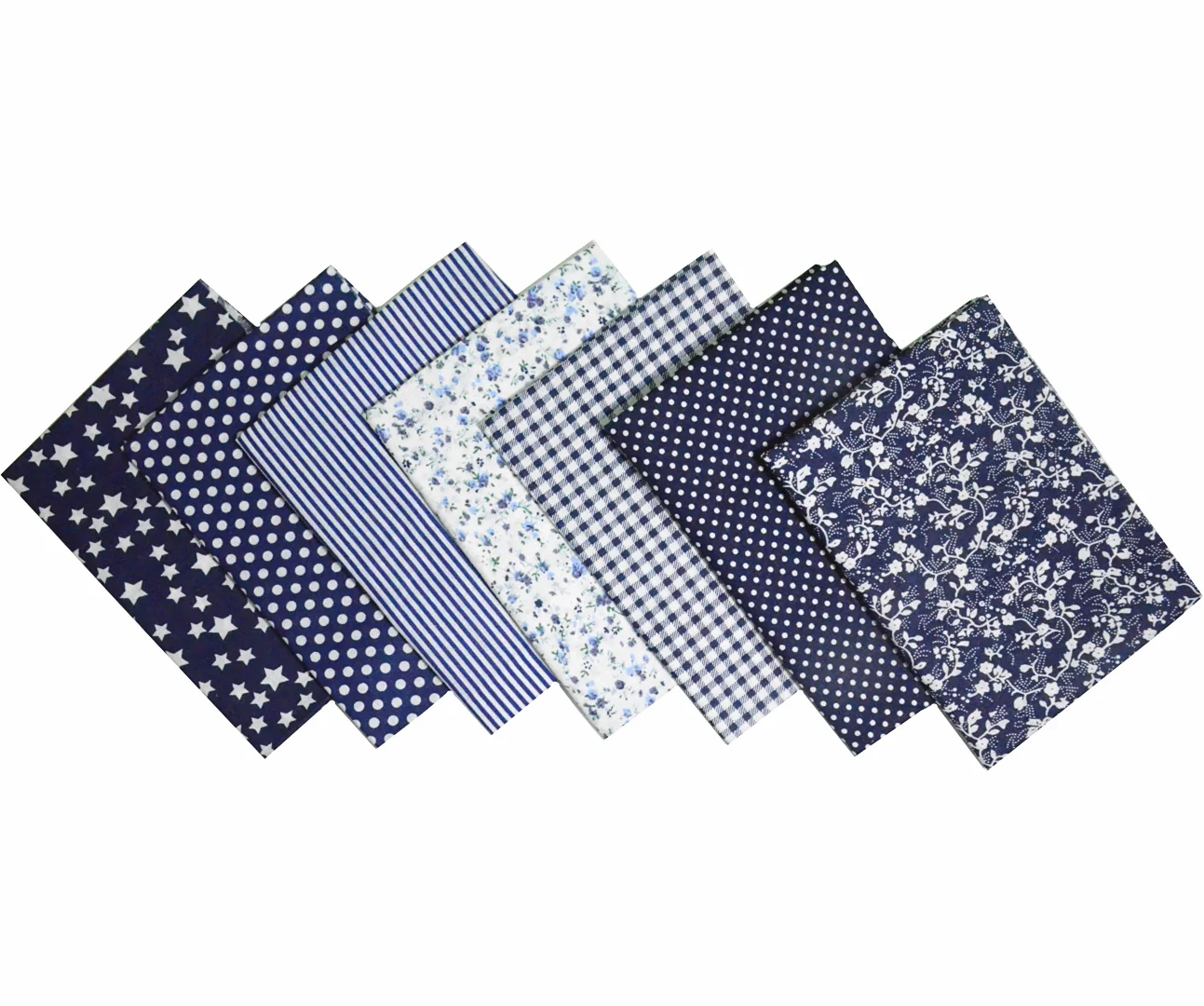 7pcs Assorted Pre-Cut 50CM*50CM Navy blue Cotton Fabric Bundle Printed Cloth DIY Doll scrapbooking Patchwork Quilting Fabric