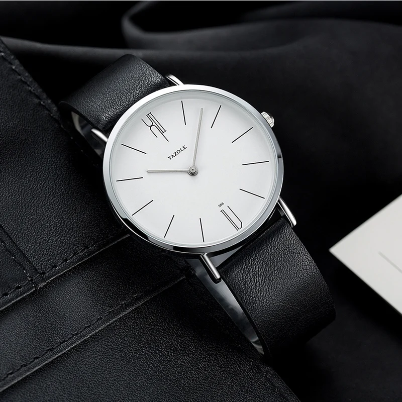 Simple Men\'s Watches Genuin Leather Bussiness Quartz Men Watch Waterproof Black White Dail Quartz Watch For Men Drop Shipping