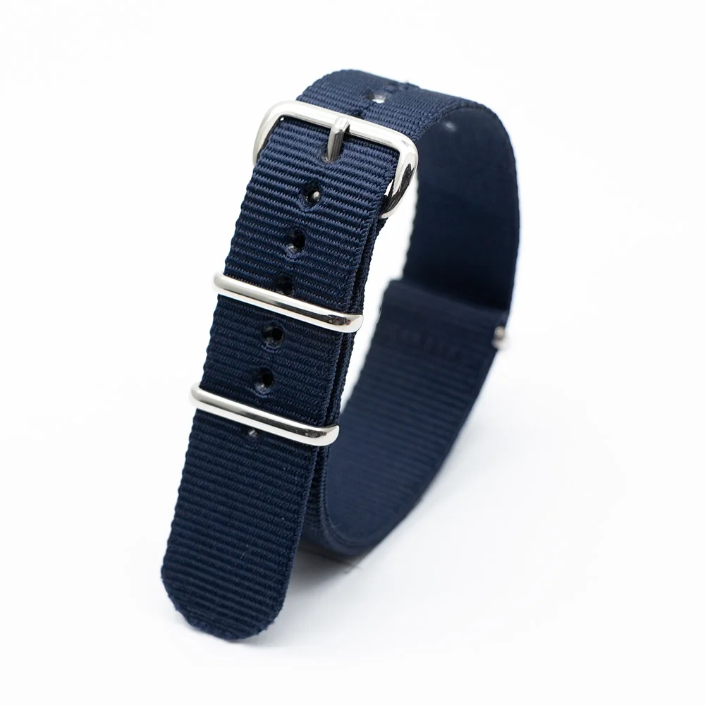 1 PCS Watchband Style Army Navy Blue Nylon Strap Weave Watch Replacement Belt for 18MM/20MM/22MM/24MM Table Attachment