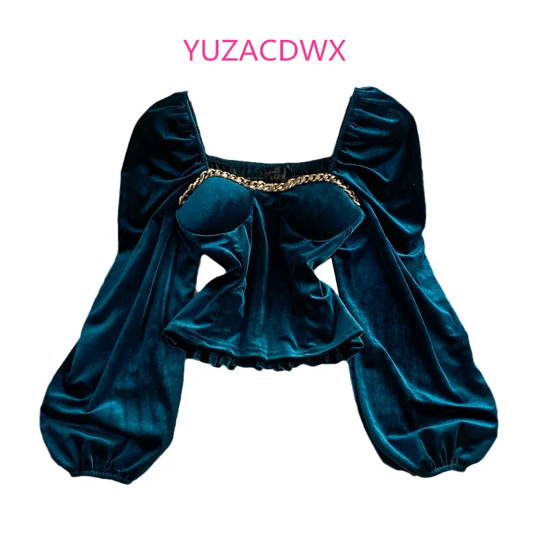 YUZACDWX 2022 Spring Fashion Sexy Blouse Women Long Sleeve Off Shoulder Clubwear Crop Tops Elegant Shirts Casual Autumn