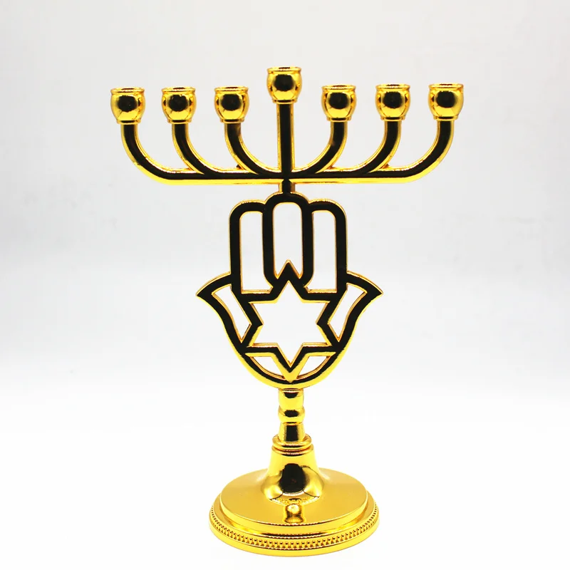 Menorah Gold candle holders Votive Brass Candelabra Star of David