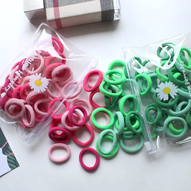 50pcs 3cm Korean version of children’s hair band, elastic, good hair tie, cute towel ring, hair rope, hair accessories, women