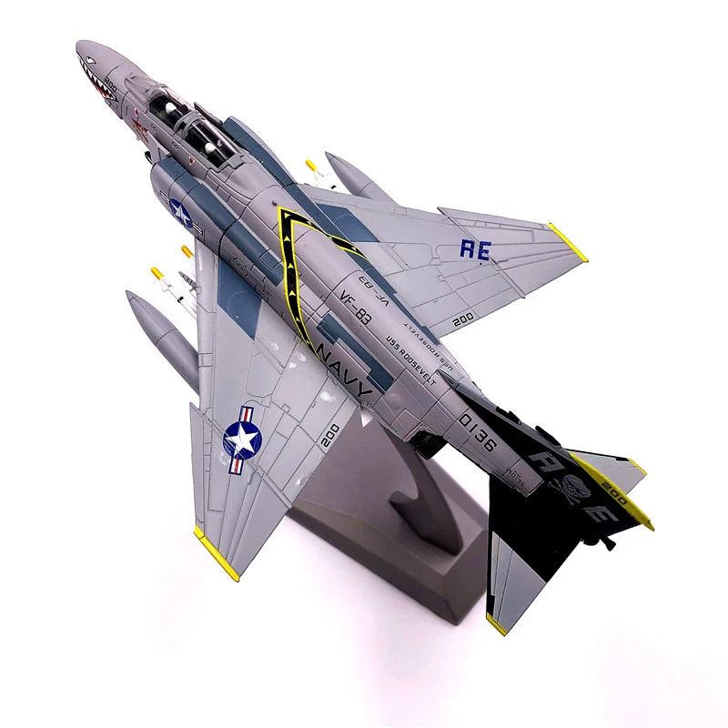 JASON TUTU 1/100 Scale Military Model F-4 Phantom II VF-84 Jolly Rogers Fighter Diecast Metal Plane Model Aircraft Drop shippin