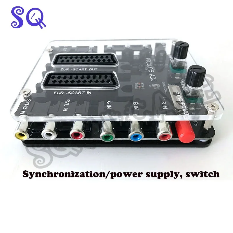 ตัวปรับรูปภาพมาตรฐานยุโรป rgbs/scart ใหม่ล่าสุดที่ปรับการแปลงหน้าจอ PCB พร้อมเปลือกตำแหน่งภาพที่สามารถปรับได้