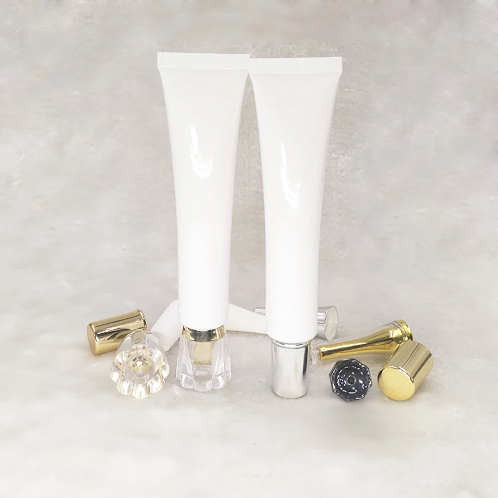 

slim soft tube 30ml white cosmetic cream tube with acrylic cap plastic bottles