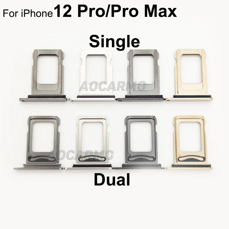 Aocarmo Sim Card For iPhone 12 Pro/Pro Max Single Dual SIM Metal Plastic Nano SIM Tray MicroSD Slot Holder