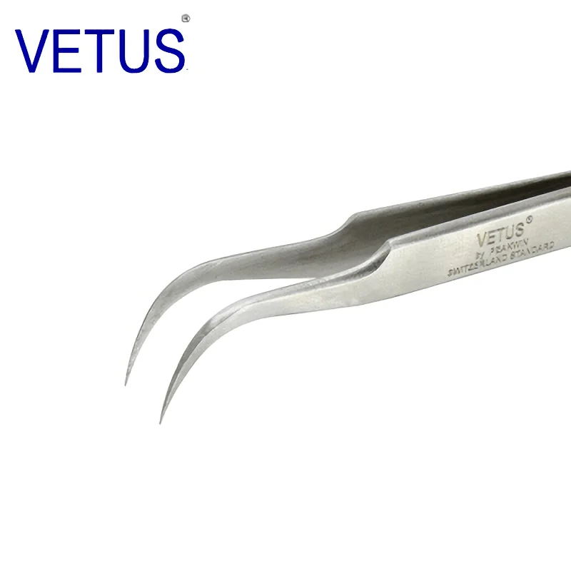 VETUS ST-15 ( 116mm ) High Precision Tweezers Stainless Steel Non-magnetic Acid-proof Pincers  Eyelashes Beauty Manicure Tools