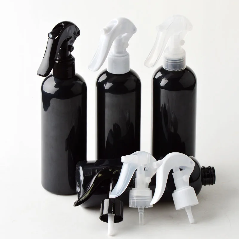 

20 x 10OZ PET Black Plastic Spray Bottles With Ergonomic Trigger Sprayer Refillable Shampoo Packaging Support Logo Printing