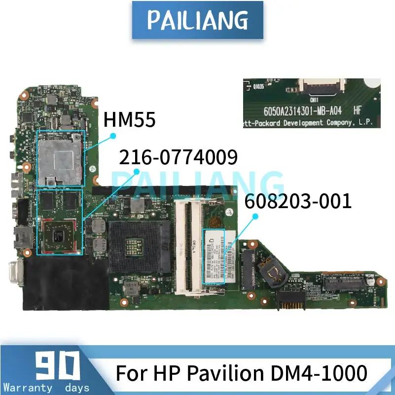 

Mainboard For HP Pavilion DM4-1000 Laptop motherboard 6050A2314301-MB-A04 608203-001 HM55 216-0774009 DDR3 tested OK