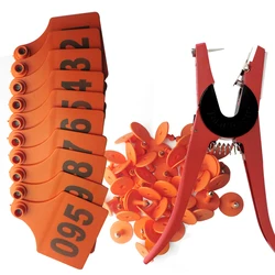 Animal Ear tags Cattle Marker Applicator with No. 001-100 TPU Ear Tags for cattle pig Identification Laser Type Earring Tools