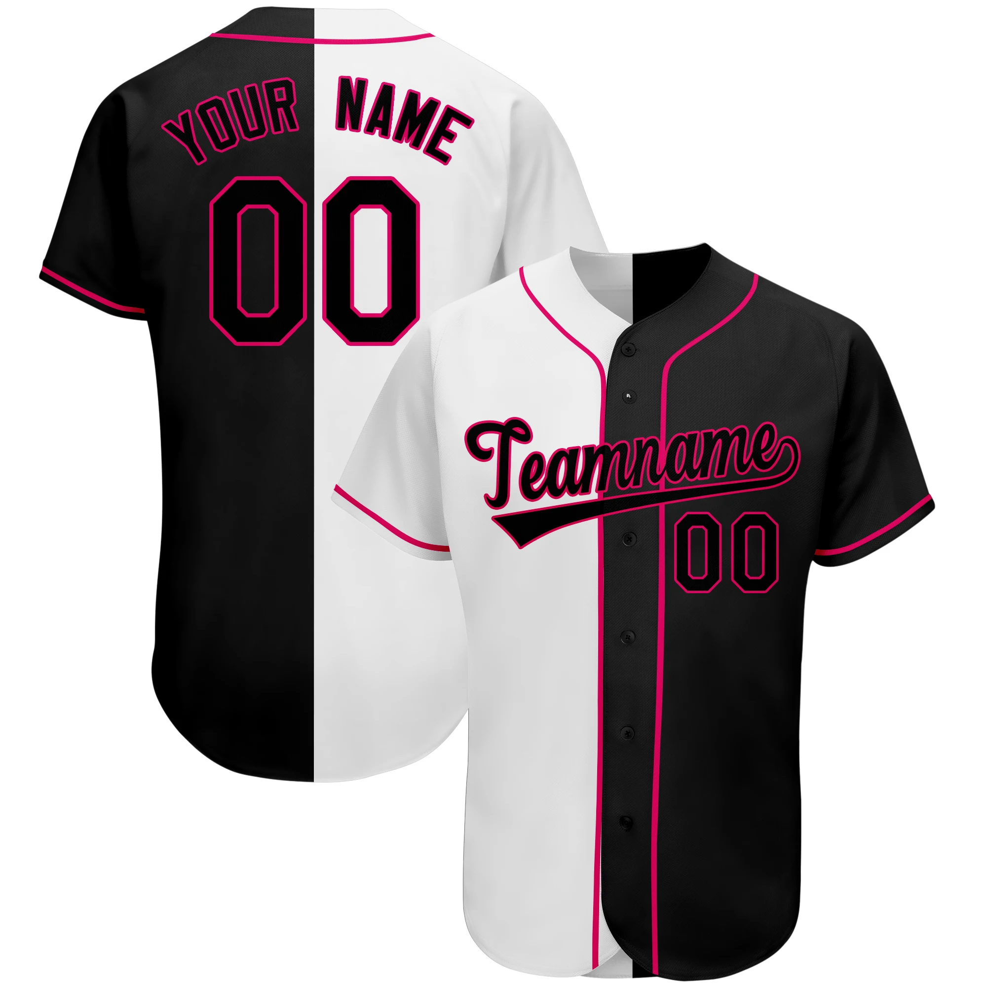 Custom Two Tone Baseball Jersey Mesh Button Down Personalized Softball Uniforms Stitched Name Number for Men Youth