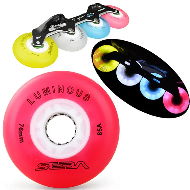 8szt 85A dla SEBA HV High HL FSK Slalom Luminous LED Skating Wheels Flash Roller Skates 62 64 68 70 72 76 80mm Kid Patines Tyres