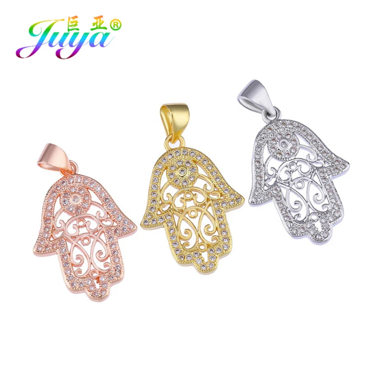 Juya DIY Fashion Charms Accessories Supplies Handmade Hamsa Hand Of Fatima Pendants For Fashion Bracelet Necklace Making