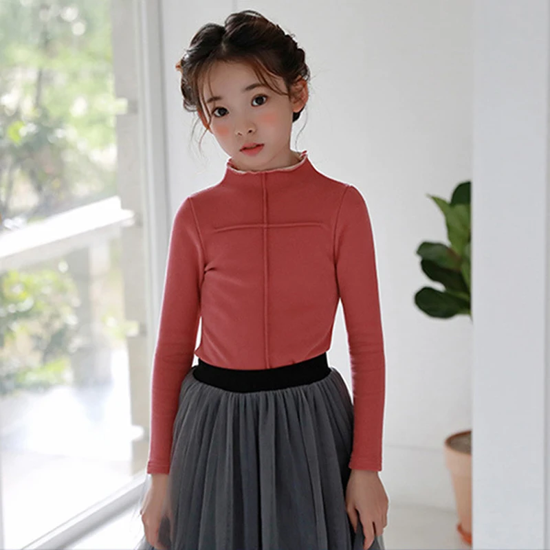 2019 Autumn Winter Children Clothing Kids Pullovers T Shirt Grils Thick Velvet Long Sleeve Pullover Grils Tops LZ553