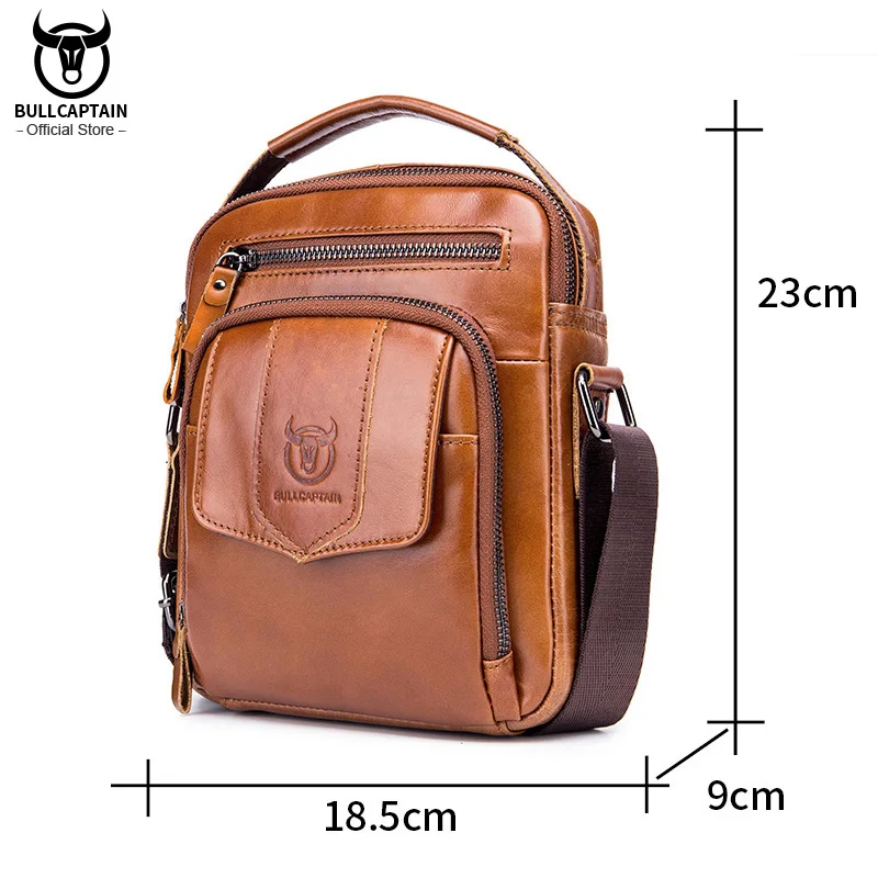 BULLCAPTAIN Genuine Leather Men\'s Crossbody Bag Business Fashion Men\'s High Quality Messenger Bag Bolsas Brand Fashion Handbag