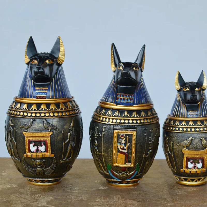 Ancient Egypt Cat God Canopic Jar Storage Figurines Pharaoh Saint Resin Art&Craft Home Decoration