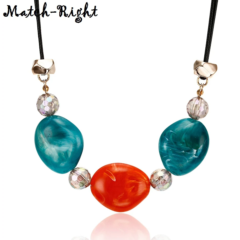 Women's Candy Color Necklace for Women Crystal Necklaces & Pendants Acrylic Statement Necklace New Fashion Jewelry Gifts NR093