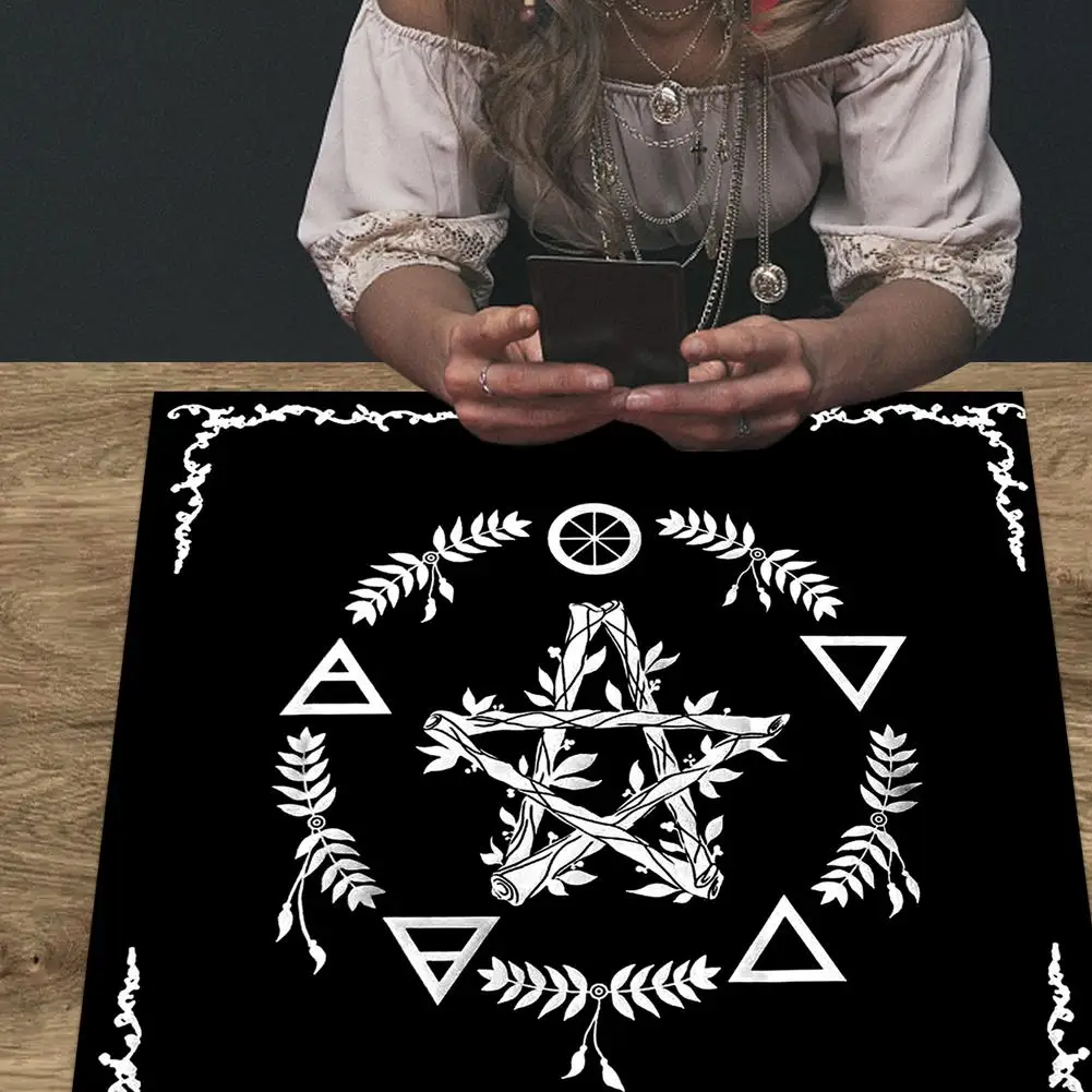 Astrology Table Mat 19.29in Square Table Cloth Tarot Card Table Pad Pentagram Altar Cloth Small No Deformation Soft Texture