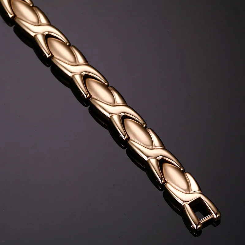 Vinterly Bracelets for Women Chain Link Energy Wristband Magnetic Femme Luxury Stainless Steel Jewelry 6mm Wide Waterproof