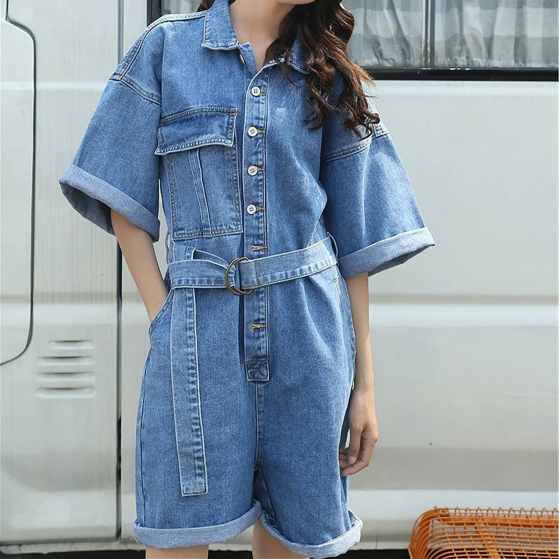 Summer New Playsuits Women Shorts Fashion Loose Short Casual Jumpsuits Jeans Women Jumpsuit Denim Overalls Short Rompers