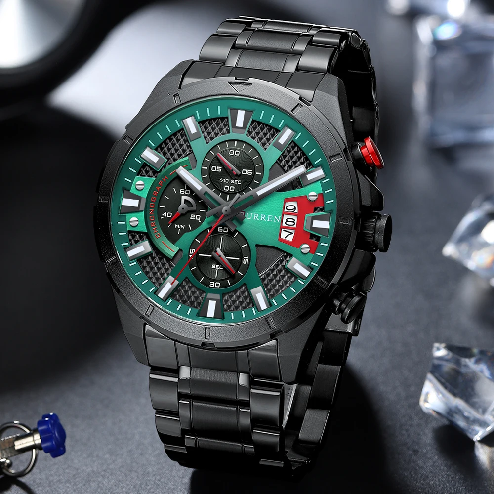 New CURREN Watches for Men Top Luxury Brand Causal Sport Mens Watch Steel Waterproof Quartz Wristwatch Fashion Chronograph Clock