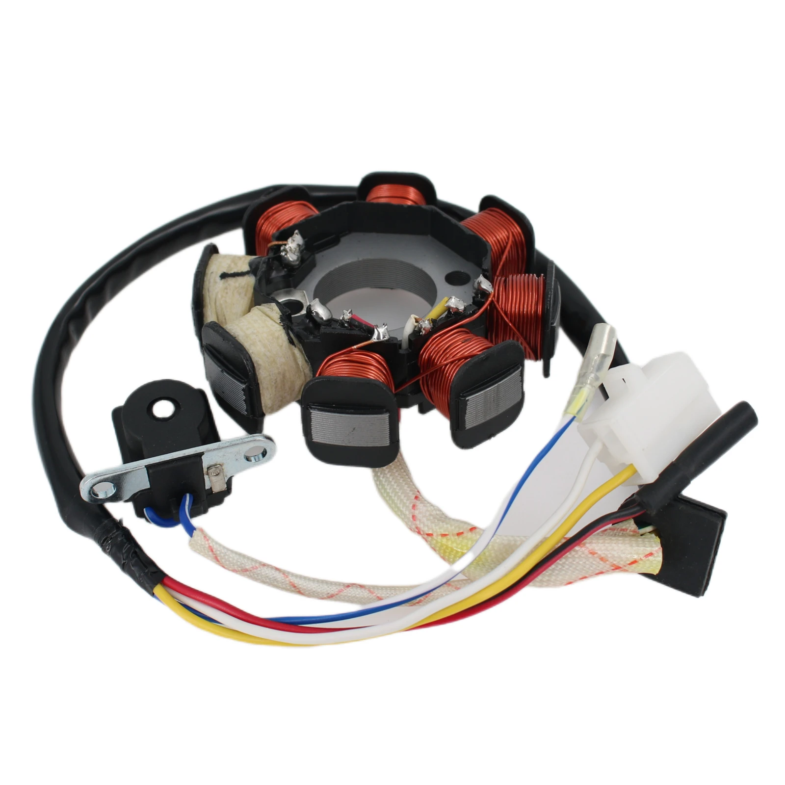 Wilebo AC 8 Poles Magneto Stator For GY6 49cc 50cc 139QMB  Engine Scooter Moped ATV  Go Kart (4 Wire, Dual Ignition Coils）