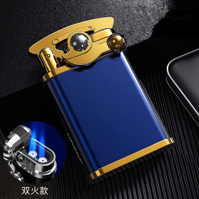 2021 Jobon Mini Portable Metal Double Torch Jet Cigar Windproof Blue Flame Lighter Gadgets BoyFriend Gift Without Gas