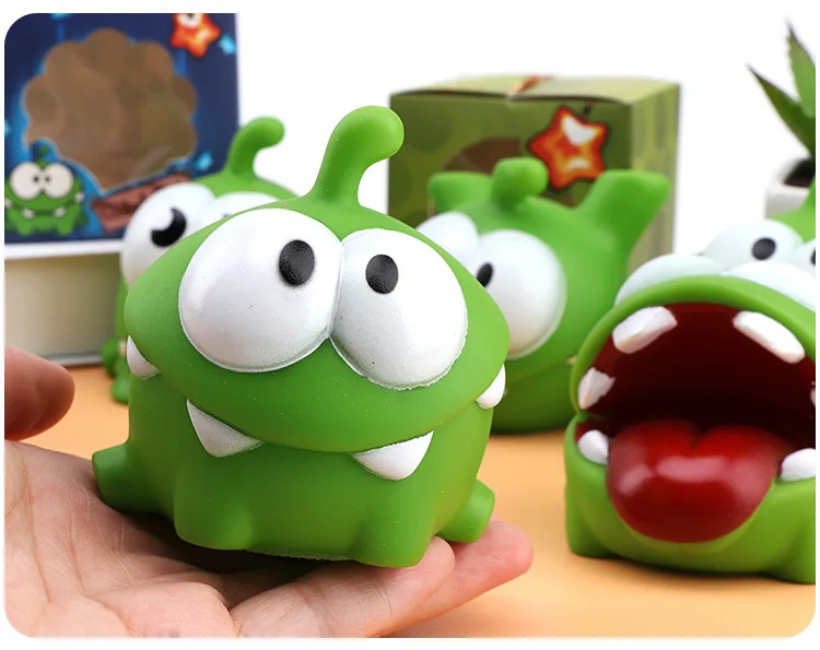 7pcs/lot 7cm om nom Frog Cut The Rope Action Figure Toys With Sound New in box Hot sale Toys for children kids Christmas gift