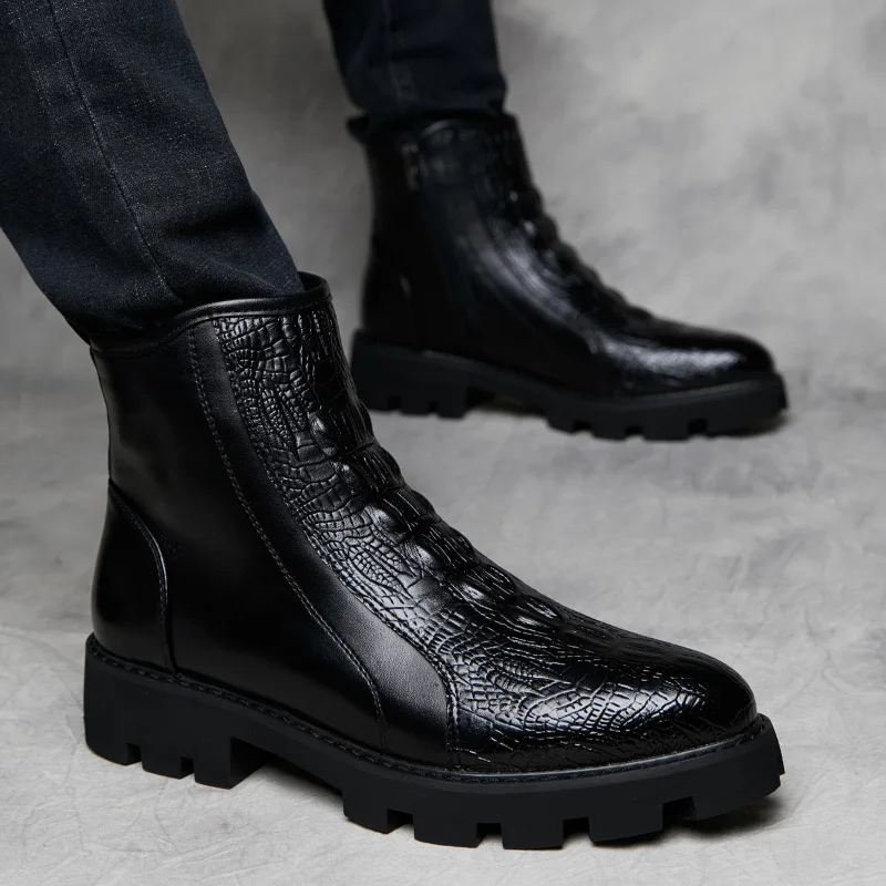 

British style men leisure party nightclub wear chelsea boots original leather platform shoes handsome cowboy boot ankle botas