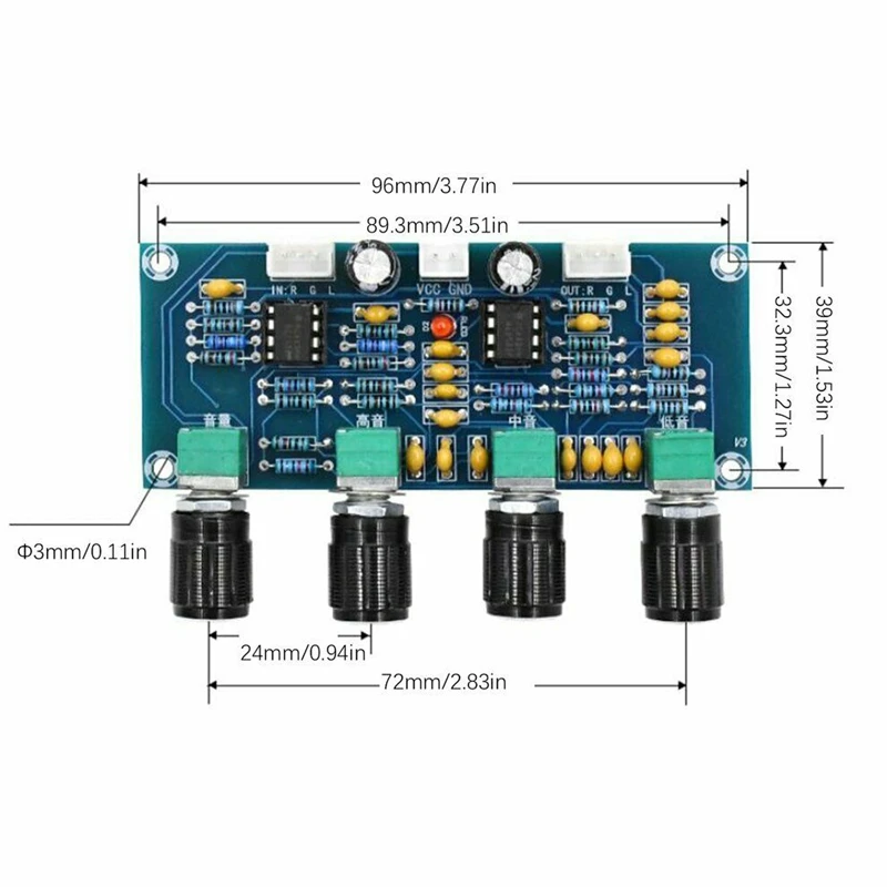 RISE-XH-A901 NE5532 Tone Board Preamp Pre-Amp with Treble Bass Pre-Amplifier Board