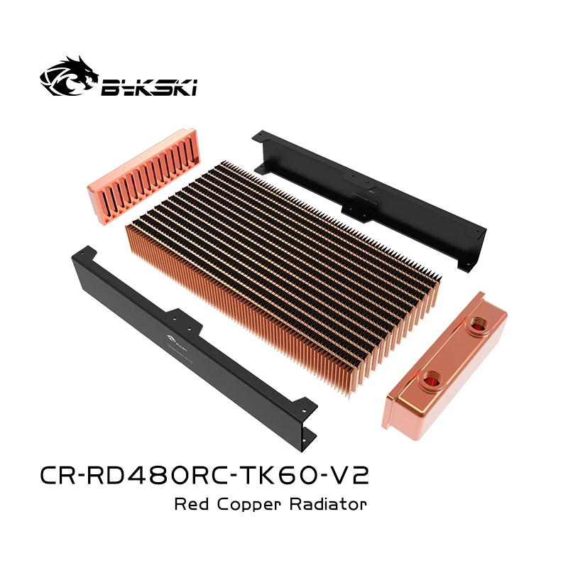 Bykski-radiador de refrigeración por agua para ordenador, radiador de 480 60mm, cobre rojo/3 capas 14 FPI/120mm, fila de refrigeración líquida, CR-RD480RC-TK60-V2