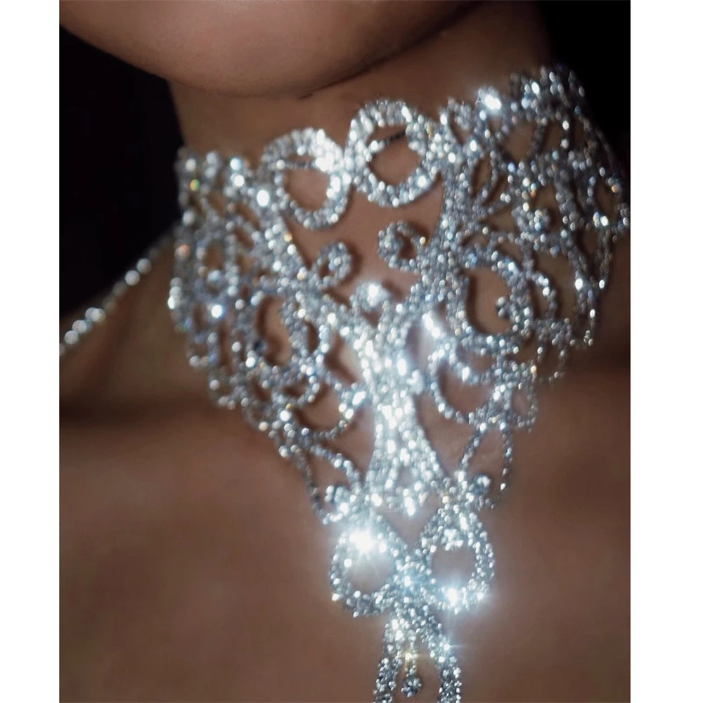 Luxury Rhinestone Choker Crystal Necklace Women Gothic Choker Maxi Statement Necklace 2022 Fashion Jewelry Collar Accessories