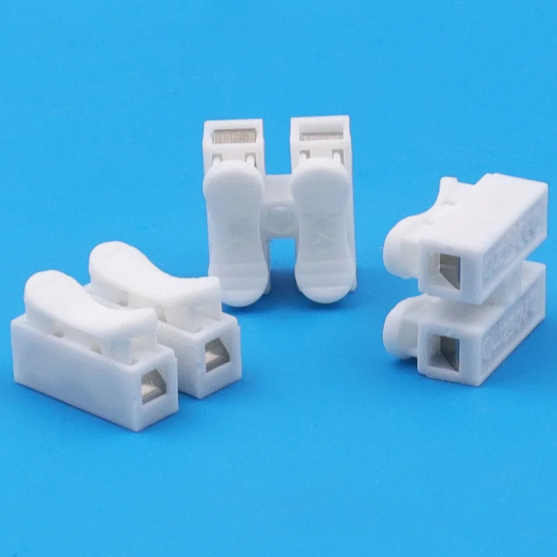 Bloque de terminales resistente a alta presión, conector de Cable de empuje rápido de 2 pines, Terminal de cableado blanco, 10A, 220V, 20 unidades por lote