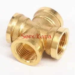 Cross 4 Ways Brass Pipe fitting Coupler Connector Equal Female 3/4