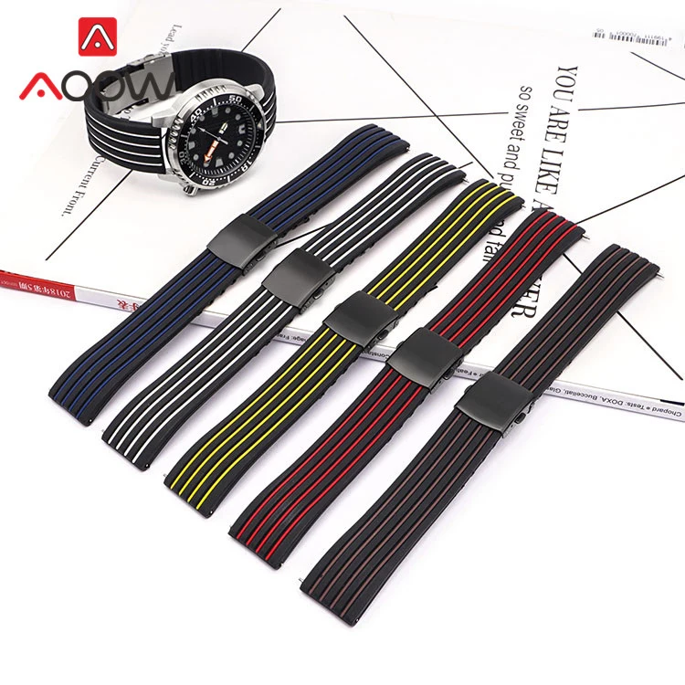 18mm 20mm 22mm 24mm Sport Silicone Strap Folding Buckle Waterproof Replacement Band for Samsung Watch3 Active2 Huawei GT 2 46mm