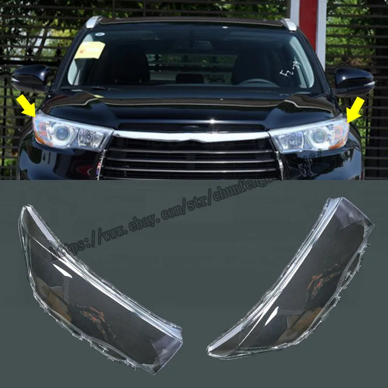 

For Toyota Highlander 2015 2016 2017 2pcs Headlight Lens Headlamp Cover Left Right 1 Pair Car modification accessories